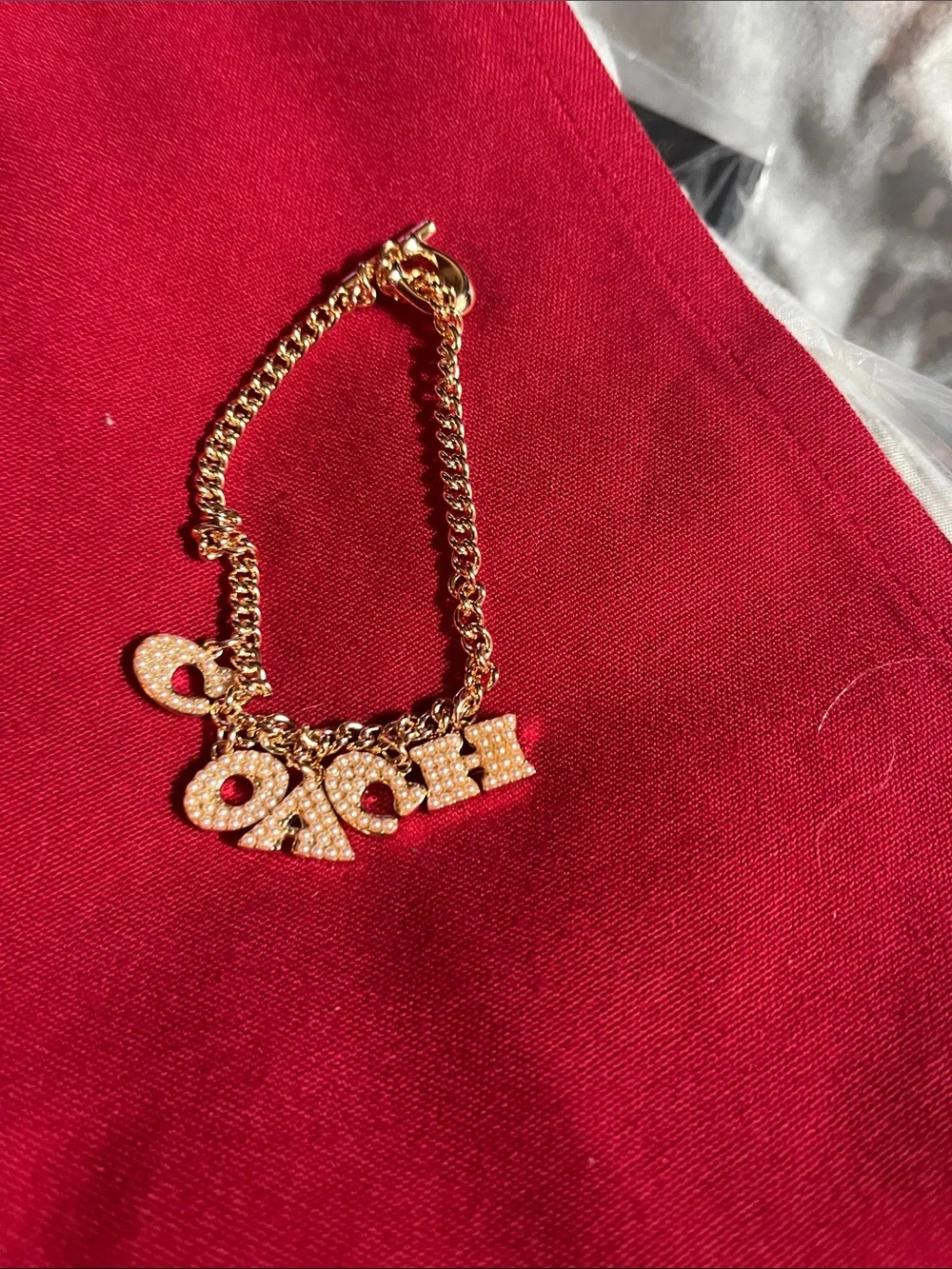 Gold Tone Pavé Letter Charm Bracelet - Women Jewelry